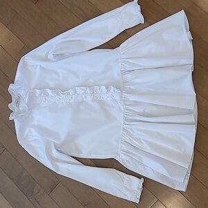 BLY White Ruffled Long Sleeve Dress